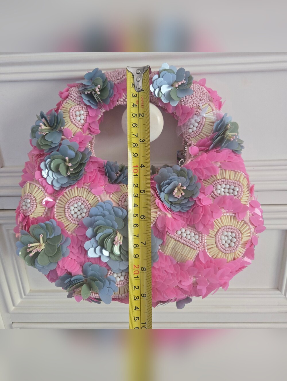Viral Handcrafted in India Pink Floral Beaded Purse NWT - Picture 5 of 10